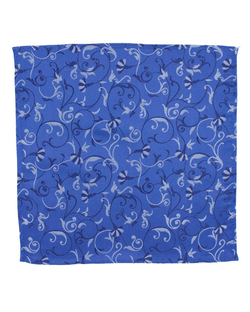 Blue Patterned Silk Pocket Square